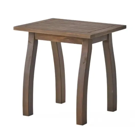 INFURNIC Patio End Tables Acacia Wood Outdoor Accent Table with Slatted Design for Stylish Outdoors, Grey, 19"*15"*19.25" image {5}