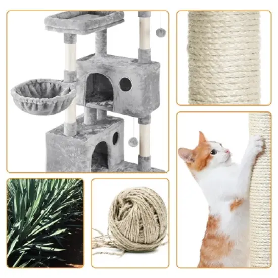 Yaheetech 73"H 4-level Plush Cat Tree Tower with Condos Platform image {5}