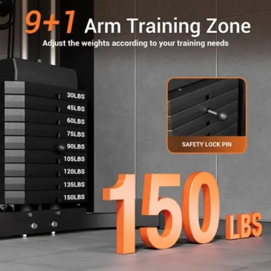 Home Gym, Exercise Equipment - All in One Multifunctional Full Body Workout Machine with 150LBS Weight Stack & Pulley System image {1}