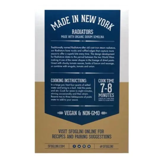 Sfoglini Organic Radiators Pasta - Case of 6/16 oz image {2}