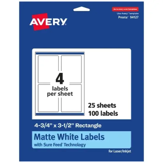 Avery Matte White Rectangle Labels, 4-3/4" x 3-1/2" image {6}