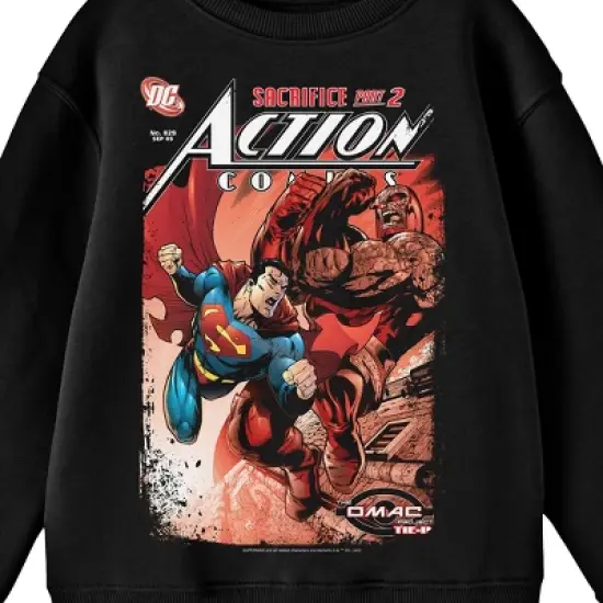 Superman Comic Cover No. 829 Crew Neck Long Sleeve Black Youth Tee image {1}