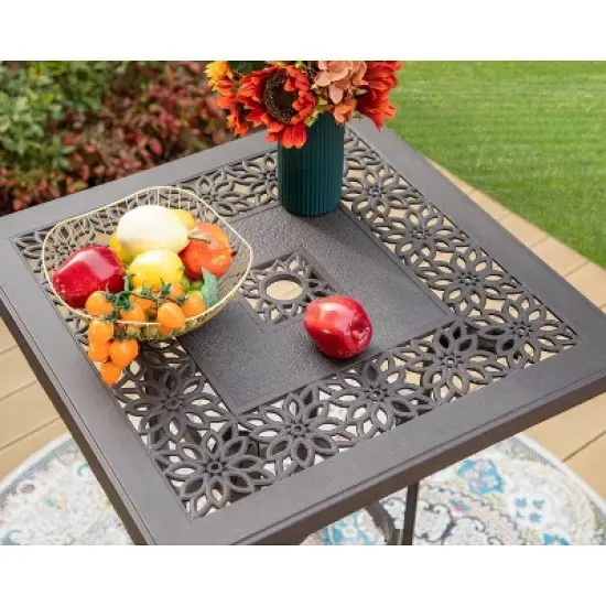 3pc Outdoor Square Cast Aluminum Bar Table & Swivel Chairs - Captiva Designs image {7}