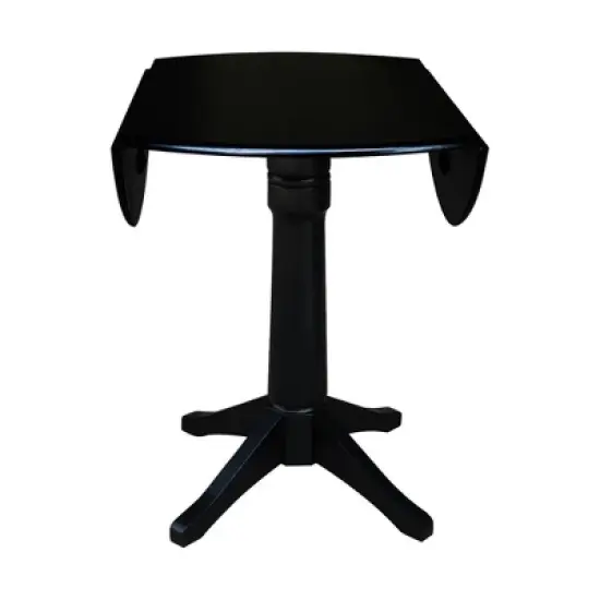 Sandon Round Dual Drop Leaf Pedestal Table Black - International Concepts image {4}