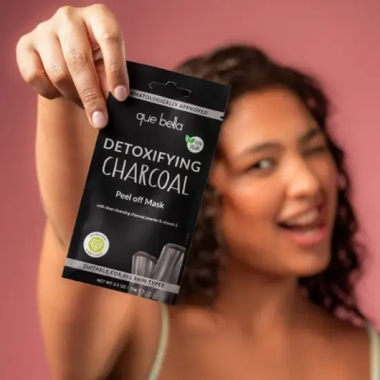 Que Bella Detoxifying Charcoal Peel off Mask - 0.5oz image {4}