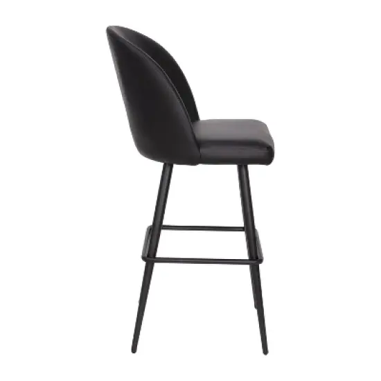 Merrick Lane Set of 2 Modern Armless Barstools with Contoured Backs, Steel Frames, and Integrated Footrests image {9}