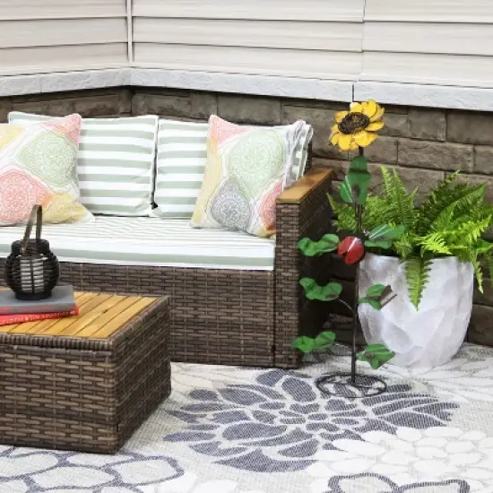 Sunnydaze Outdoor Metal Art Standing Sunflower with Ladybug Garden Decor- 34.25" image {4}