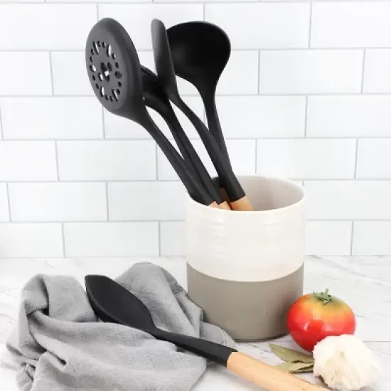Oster Marion 5 Piece Silicone and Wood Kitchen Tool Set in Black image {4}