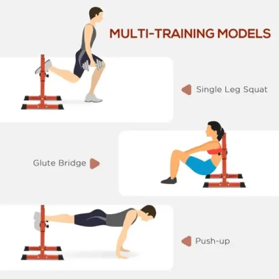 NAYSAYE Exercise Trainer Split Squat Stand Single Leg Squat Roller Adjustable Height for Home Gym, Red, 23.50"*22.80"*26.80" image {4}