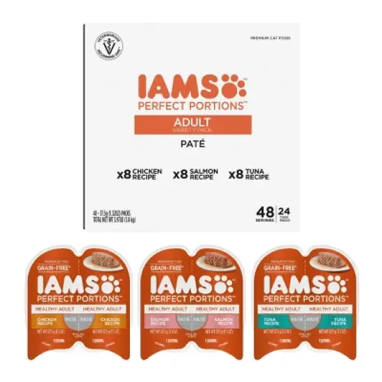 IAMS Perfect Portions Healthy Adult Pate Tuna, Chicken and Salmon Flavor Wet Cat Food image {12}