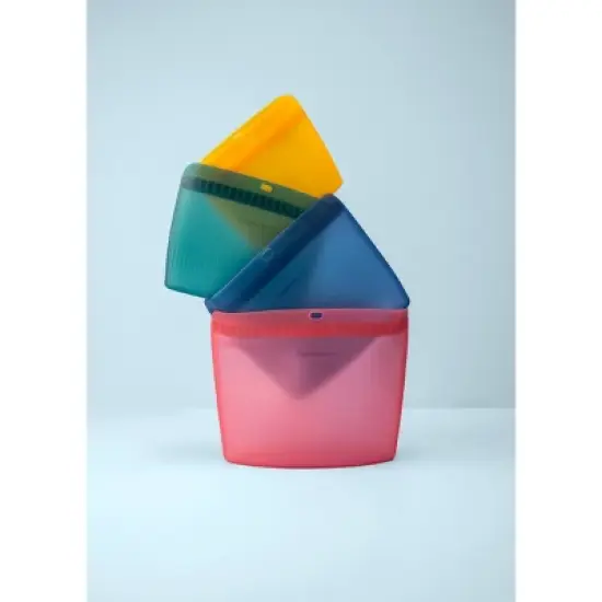 Tupperware 4pc Ultimate Silicone Bag Set: Reusable Food Storage, Dishwasher-Safe, Multicolored image {1}