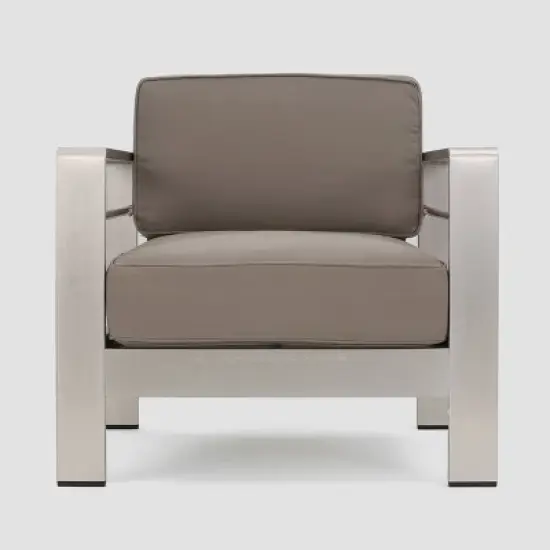 Cape Coral 4pc Metal Conversation and Gas Fire Table Set - Khaki/Brown/Black - Christopher Knight Home image {3}