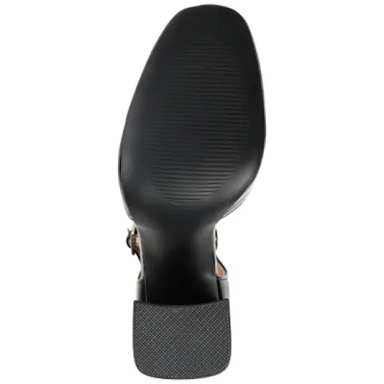 Journee Collection Womens Hesster Mary Jane Mid Block Heel Square Toe Pumps image {4}