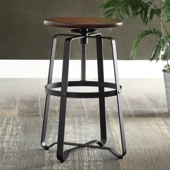 Smythson Adjustable Counter Height Barstool Chestnut/Black - Carolina Chair & Table image {2}