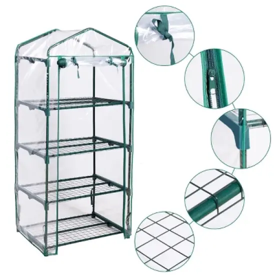 Costway Portable Mini Walk In Outdoor 4 Shelves Greenhouse image {4}