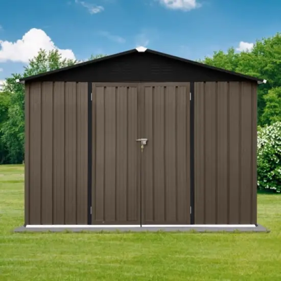 NicBex 8x6 FT Outdoor Storage Shed with 2 Integrated Punched Vents,Metal Outdoor Shed with Apex Roof,Storage Sheds for Garden image {3}