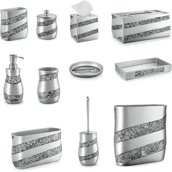 Creative Scents Silver Mosaic Toilet Bowl Brush with Holder image {6}