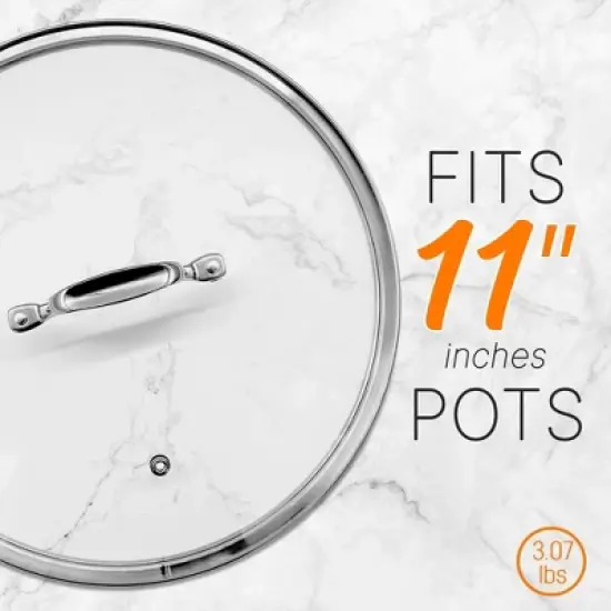 NutriChef Cookware Stockpot Lid - See-Through Tempered Glass Lids (Works with Model: NCSP16) image {2}