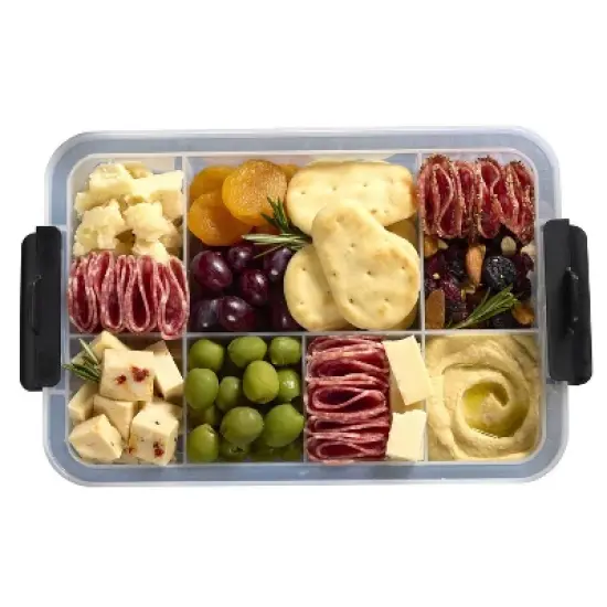 Farberware 7.8"x12.7" Snackle Box: Clear Plastic Food Storage Container with Locking Lid, Dishwasher-Safe, 170 Volume Capacity image {2}
