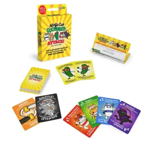Ninja Cat Cucumber Attack! Game: Classic Social & Problem Solving Board for 2-4 Players, Includes Cards, 30 Min Play image {3}