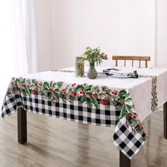 Elrene Holly Farmhouse Charm Holiday Fabric Tablecloth - Elrene Home Fashions image {1}