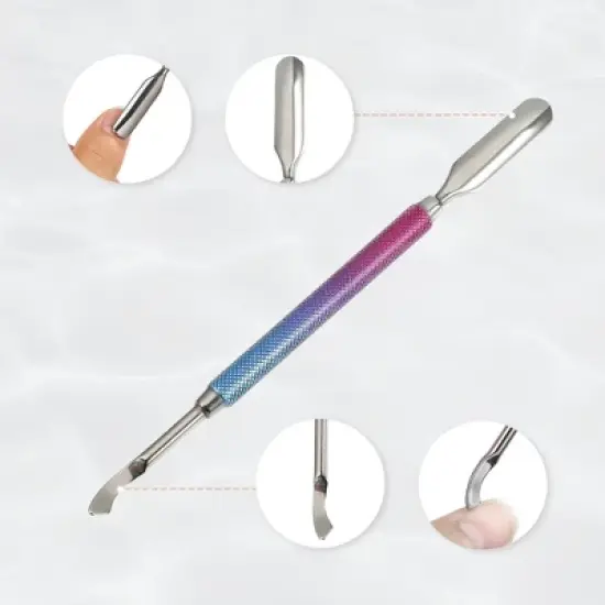 Unique Bargains Stainless Steel Double Head Cuticle Pusher Set Rose Red Blue 3Pcs image {3}