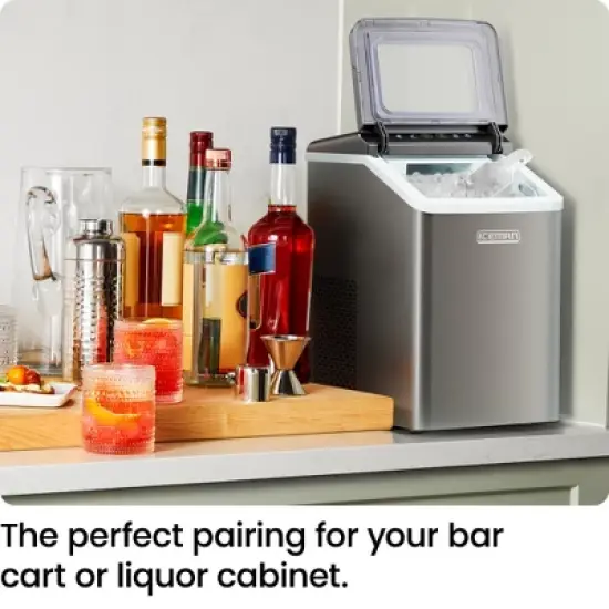ICEMAN Pebble Countertop Ice Maker with Ice Scoop and Basket - Stainless Steel image {7}