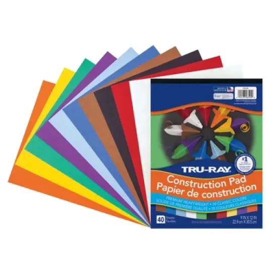 Tru-Ray&reg; Construction Paper Pad, 10 Classic Colors, 9" x 12", 40 Sheets, Pack of 6 image {2}