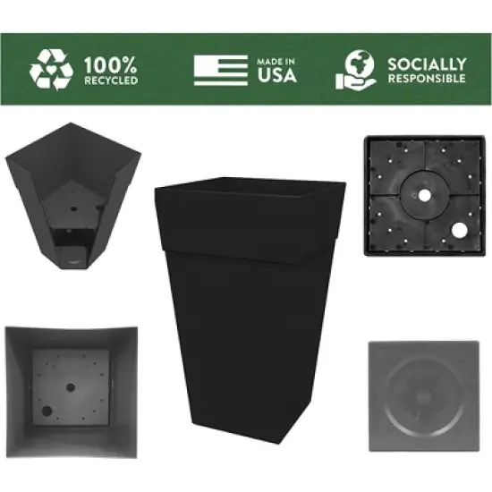 Bloem Finley Tall Indoor Outdoor Plastic Square Planter, 25in image {3}