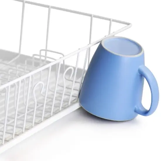 MegaChef 17.5 Inch Single Level Dish Rack with 14 Plate Positioners and a Detachable Utensil Holder image {3}