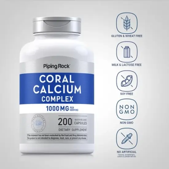Piping Rock Coral Calcium 1000mg | 200 Capsules image {2}