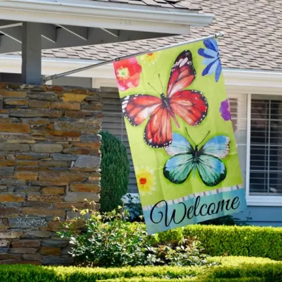Northlight Welcome Butterflies Green Outdoor House Flag 28" x 40" image {2}