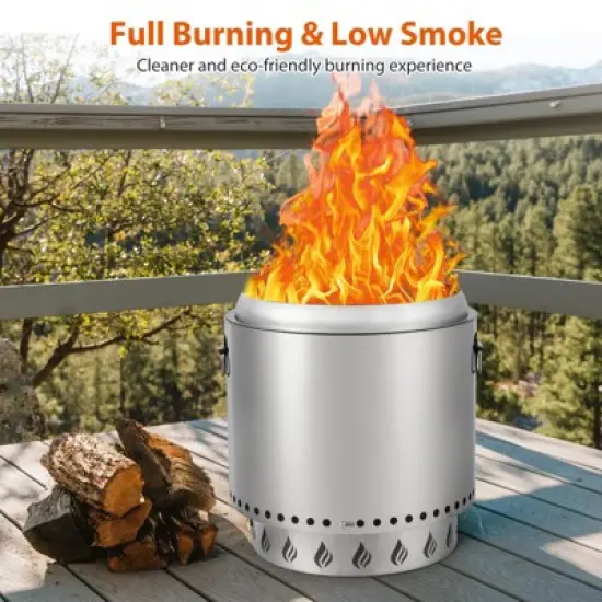 Stainless Steel Fire, Unique Air Switch Design, Easy to Clean, 360&deg; Wide Warm - Perfect for Camping, Bonfire, Outdoor Firepit, 16.5 inch image {2}