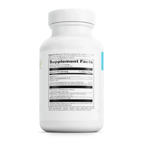 Little DaVinci Immuni-z + Elderberry - Kids Zinc Lozenge to Support Immune Health, Healthy Lungs and Throat Tissue* - Lemon Flavor - 60 Lozenges image {1}