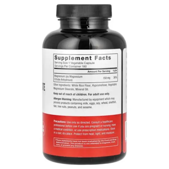 Force Factor Magnesium Citrate, 150 mg, 180 Vegetable Capsules image {1}