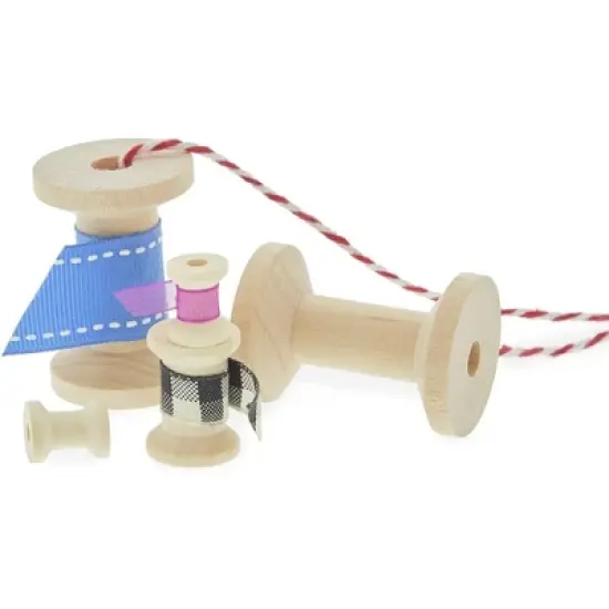 Okuna Outpost 140 Pieces Unfinished Wooden Spools for Crafts, Sewing, Thread, Twine, Ribbon, 3 Assorted Sizes image {5}