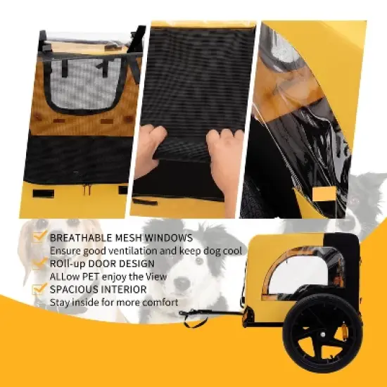 DOMETOUR Foldable Pet Stroller Pet Trailer for Small/Medium Dogs,  Quick Release Wheel, Non-Slip Floor, Internal Leash image {11}