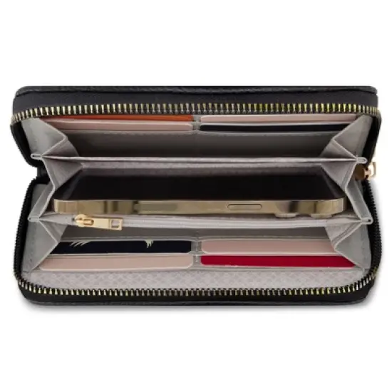 Daisy Fuentes Women's Single Zip Long Wallet - Debossed Monogram, Signature Logo, and Zip Around Closure image {4}