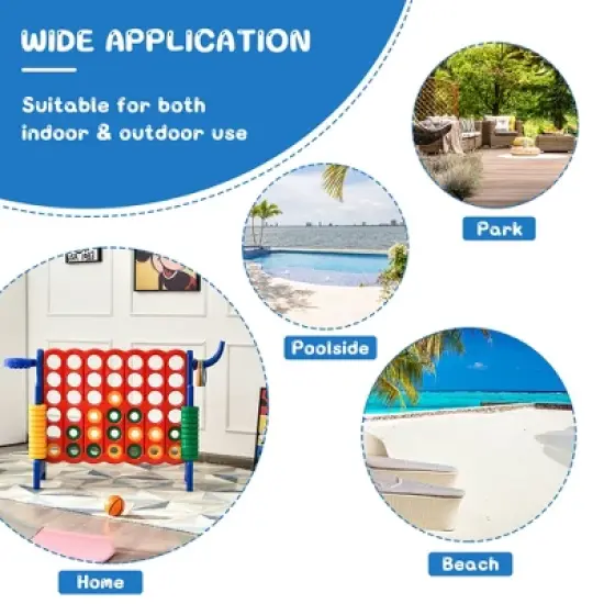 Costway 4-in-A Row Giant Board Game Set w/Basketball Hoop for Family Blue image {9}