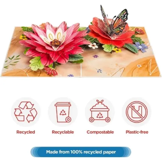 Frndly by Paper Love, 3D Bloom and Butterfly Pop Up Card, For All Occasion - Handcrafted 100% Recycled and Eco-Friendly, 8" x 6" Cover image {6}