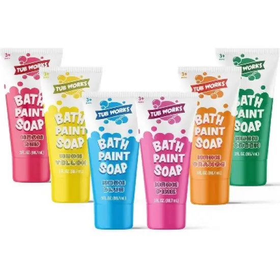Tub Works Bath Paint Soap Bath Toy, Neon 6 Pack image {6}