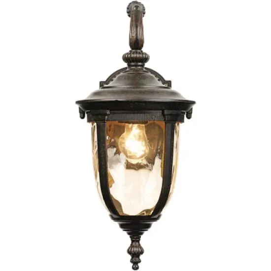 John Timberland Bellagio Vintage Rustic Outdoor Wall Light Fixture Bronze Downbridge 16 1/2" Champagne Hammered Glass for Post Exterior Barn Deck Yard image {5}