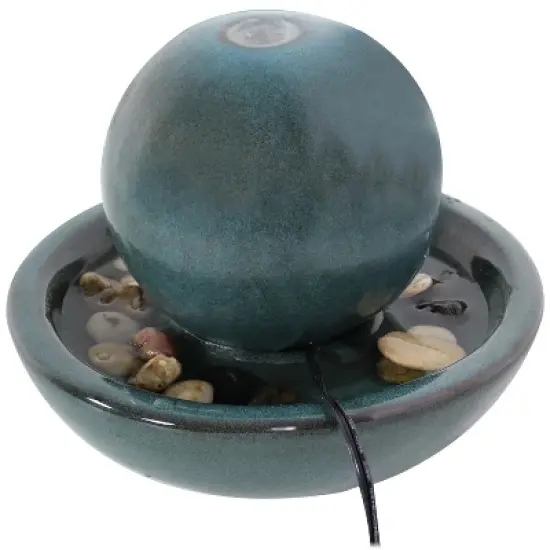 Sunnydaze Indoor Home Decorative Smooth Glazed Ceramic Orb Tabletop Water Fountain Feature - 7" - Green image {6}