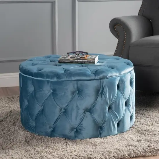 Zelfa New Velvet Ottoman - Christopher Knight Home image {1}
