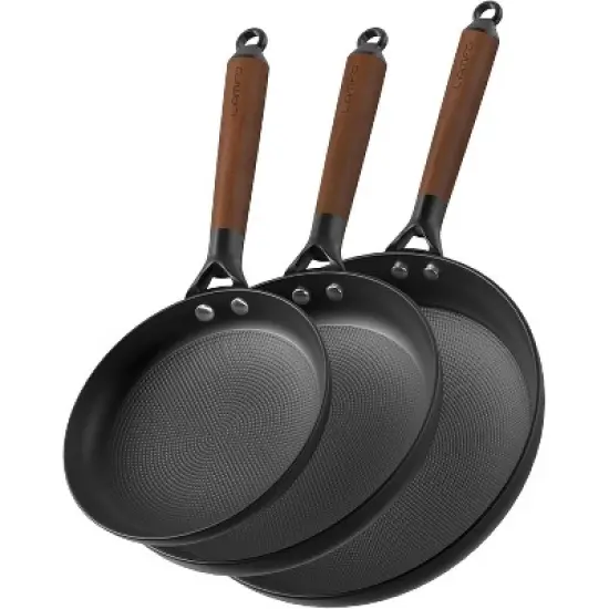 LAMFO Professional Cooking Utensils Set , 3 pieces 8&10&12 Inch Cookware Set Cast Iron Skillets, PFAS-Free, Nonstick Pizza Pans, Oven&Dishwasher Safe image {8}