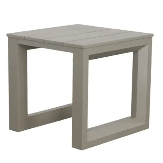 INFURNIC Patio End Tables Versatile Aluminum Accent Table with Modern Geometric Pattern, Tan, 21.3"*21.5"*20.5" image {5}