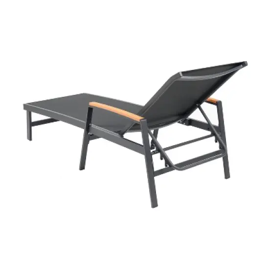 GDFStudio Edan Outdoor Aluminum and Mesh Chaise Lounge, Black image {6}