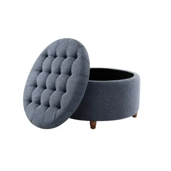 Large Round Tufted Storage Ottoman with Lift Off Lid - WOVENBYRD image {3}