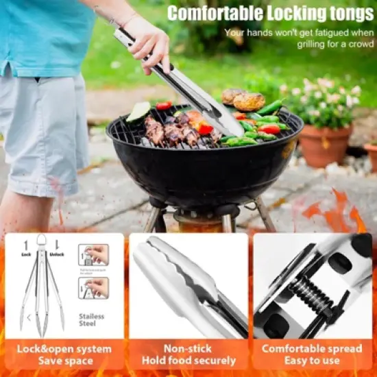Aoibox 31pcs BBQ Grill Accessories Set for Men Dad, Heavy Duty Grilling Tools Gifts for Fathers Day, Stainless Steel BBQ Utensils Kit with Mats image {2}