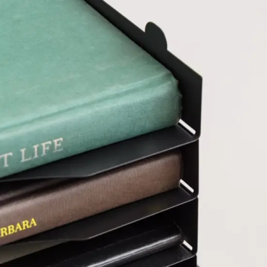 IRIS USA Metal Stackable Letter Tray Paper Organizer, Black, 4Pack image {2}